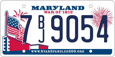 MD license plate 7BJ9054