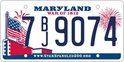 MD license plate 7BJ9074