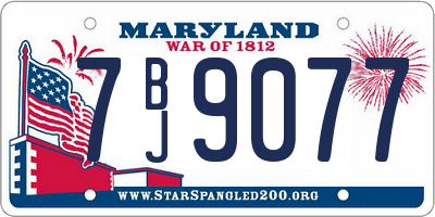 MD license plate 7BJ9077