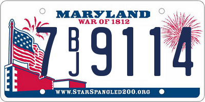 MD license plate 7BJ9114