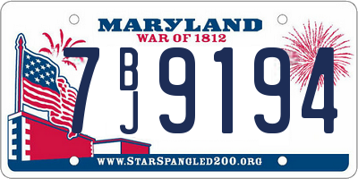 MD license plate 7BJ9194