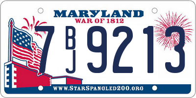 MD license plate 7BJ9213