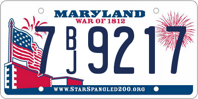 MD license plate 7BJ9217