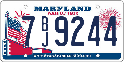 MD license plate 7BJ9244