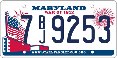 MD license plate 7BJ9253