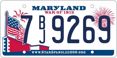 MD license plate 7BJ9269