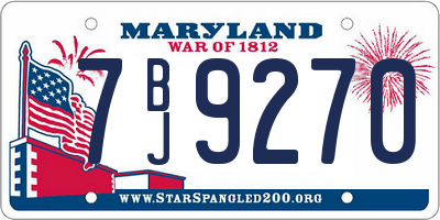MD license plate 7BJ9270