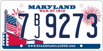 MD license plate 7BJ9273