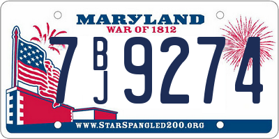 MD license plate 7BJ9274
