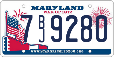 MD license plate 7BJ9280