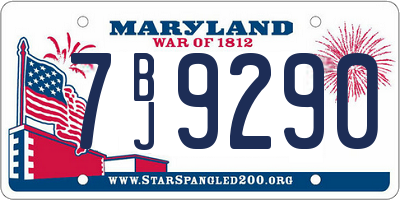 MD license plate 7BJ9290