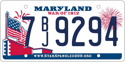MD license plate 7BJ9294