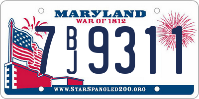 MD license plate 7BJ9311