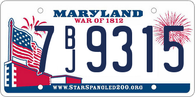 MD license plate 7BJ9315