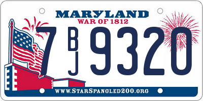 MD license plate 7BJ9320
