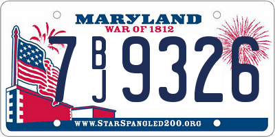 MD license plate 7BJ9326