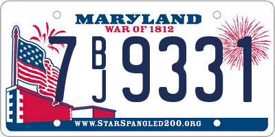 MD license plate 7BJ9331