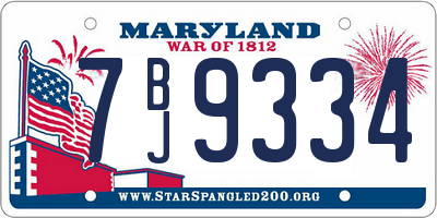 MD license plate 7BJ9334