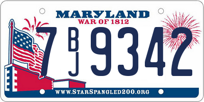 MD license plate 7BJ9342