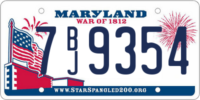 MD license plate 7BJ9354