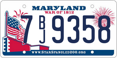 MD license plate 7BJ9358