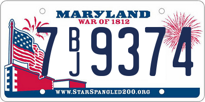 MD license plate 7BJ9374