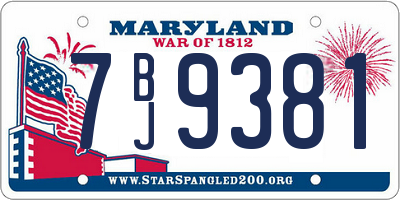 MD license plate 7BJ9381