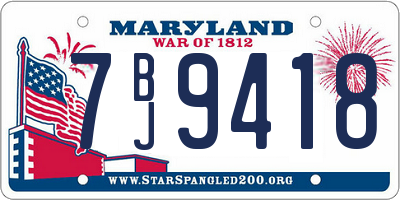 MD license plate 7BJ9418