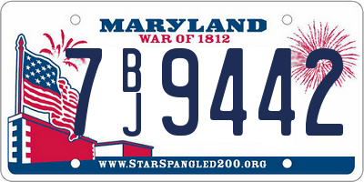 MD license plate 7BJ9442