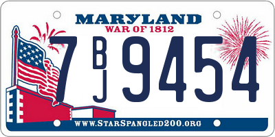 MD license plate 7BJ9454