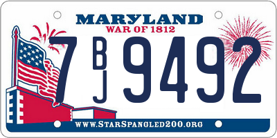 MD license plate 7BJ9492