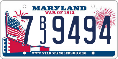 MD license plate 7BJ9494