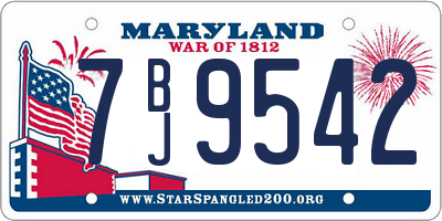 MD license plate 7BJ9542
