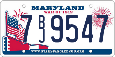 MD license plate 7BJ9547