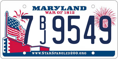 MD license plate 7BJ9549