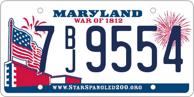 MD license plate 7BJ9554