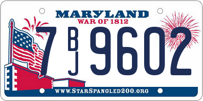 MD license plate 7BJ9602