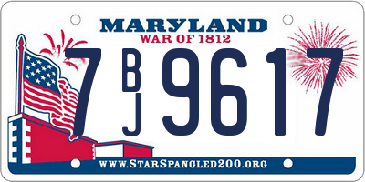 MD license plate 7BJ9617