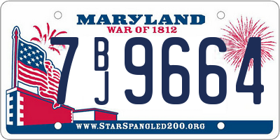 MD license plate 7BJ9664