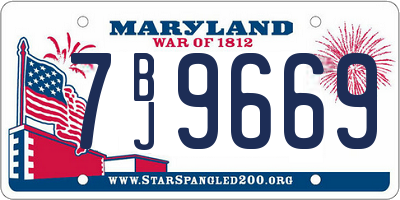 MD license plate 7BJ9669