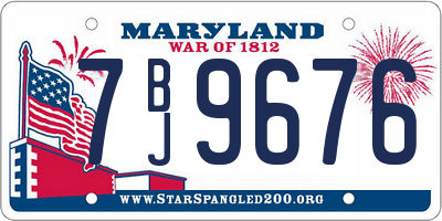 MD license plate 7BJ9676