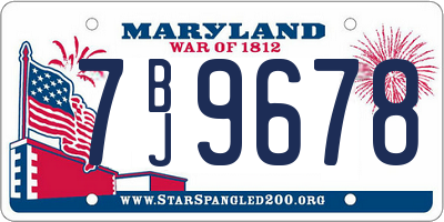 MD license plate 7BJ9678