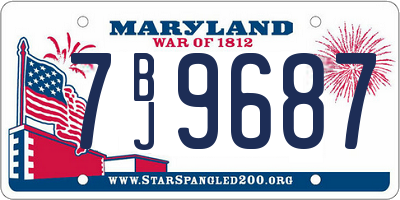MD license plate 7BJ9687