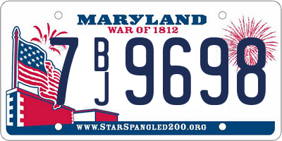 MD license plate 7BJ9698