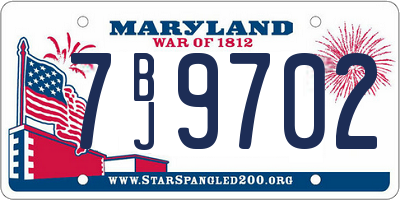 MD license plate 7BJ9702