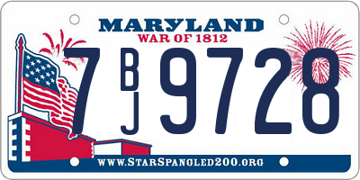 MD license plate 7BJ9728