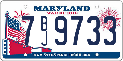 MD license plate 7BJ9733