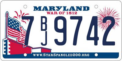 MD license plate 7BJ9742