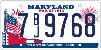 MD license plate 7BJ9768