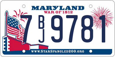 MD license plate 7BJ9781
